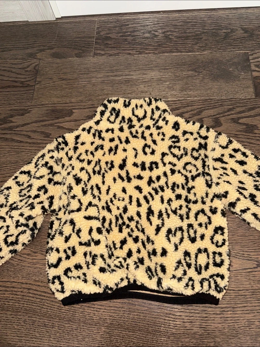 Ralph Lauren Kids Leopard Sherpa Zip Jacket - cream & Black 3T
